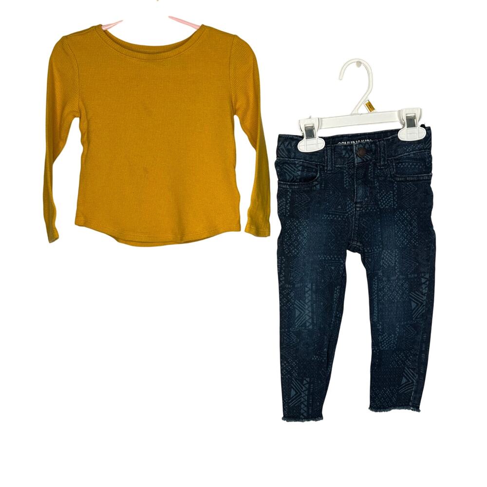 Old Navy girls’ goldenrod thermal top/Genuine Kids skinny jeans Size 2T